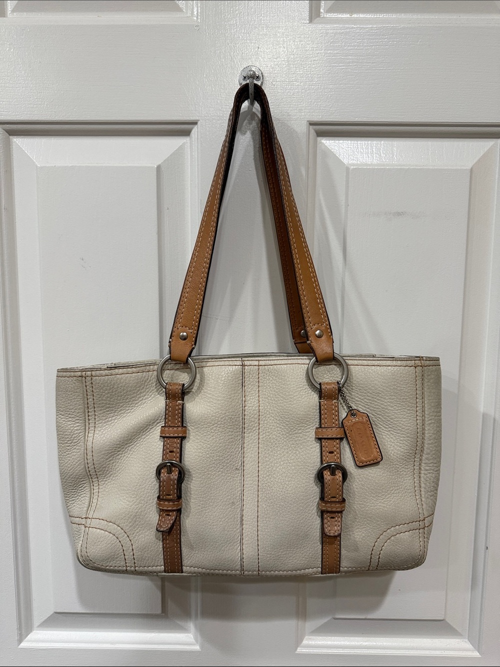 Vintage Coach Chelsea Tote in Beige & Brown Leather